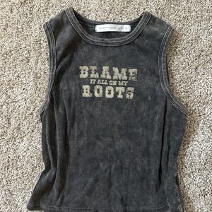 Altar'd State Charcoal Ribbed Graphic Tank